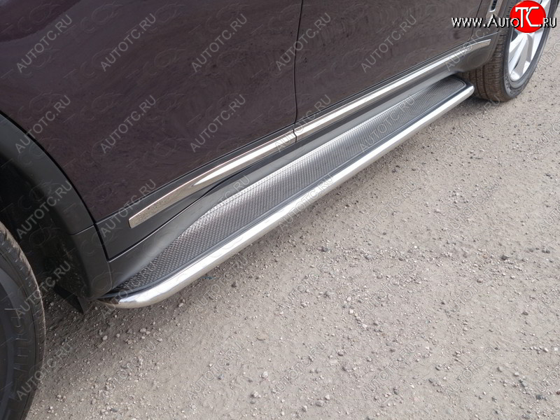 41 749 р. Пороги с площадкой 42,4 мм ТСС Тюнинг  INFINITI QX70  S51 (2013-2020) (нержавейка)  с доставкой в г. Керчь