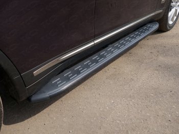 Пороги алюминиевые с пластиковой накладкой ТСС Тюнинг INFINITI QX70  S51 (2013-2020) (карбон черные)