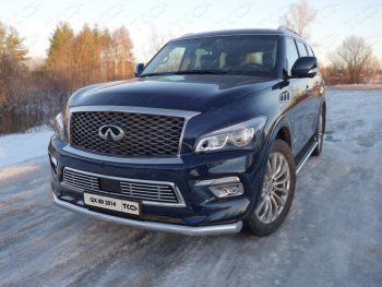 Защита переднего бампера нижняя d76,1 мм ТСС Тюнинг INFINITI QX80  Z62 (2014-2018) 1-ый рестайлинг (нержавейка)