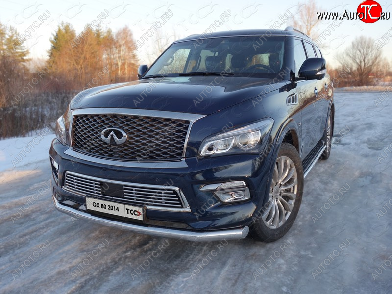 26 499 р. Защита переднего бампера нижняя d76,1 мм ТСС Тюнинг INFINITI QX80 Z62 1-ый рестайлинг (2014-2018) (нержавейка)  с доставкой в г. Керчь