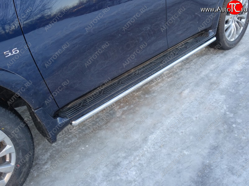 23 549 р. Защита порогов алюминий 42,4 мм укороченные, ТСС Тюнинг  INFINITI QX80  Z62 (2014-2018) 1-ый рестайлинг (укороченные)  с доставкой в г. Керчь
