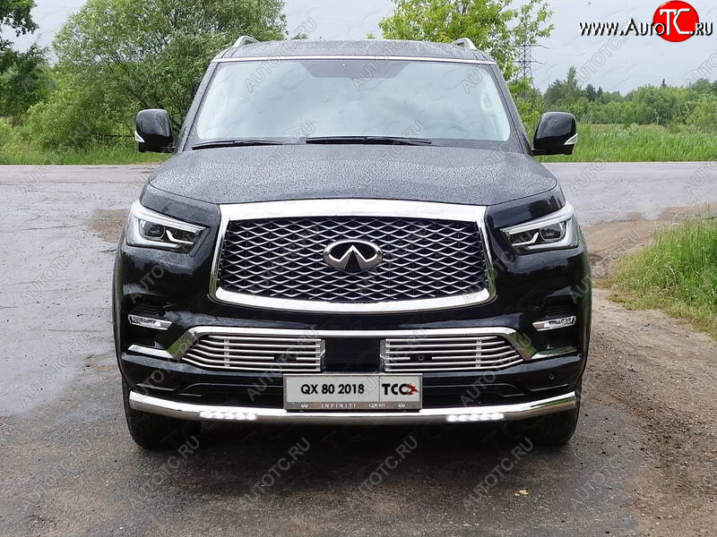 42 999 р. Защита переднего бампера нижняя с ДХО 76,1 мм ТСС Тюнинг INFINITI QX80 Z62 2-ой рестайлинг (2018-2024) (нержавейка)  с доставкой в г. Керчь