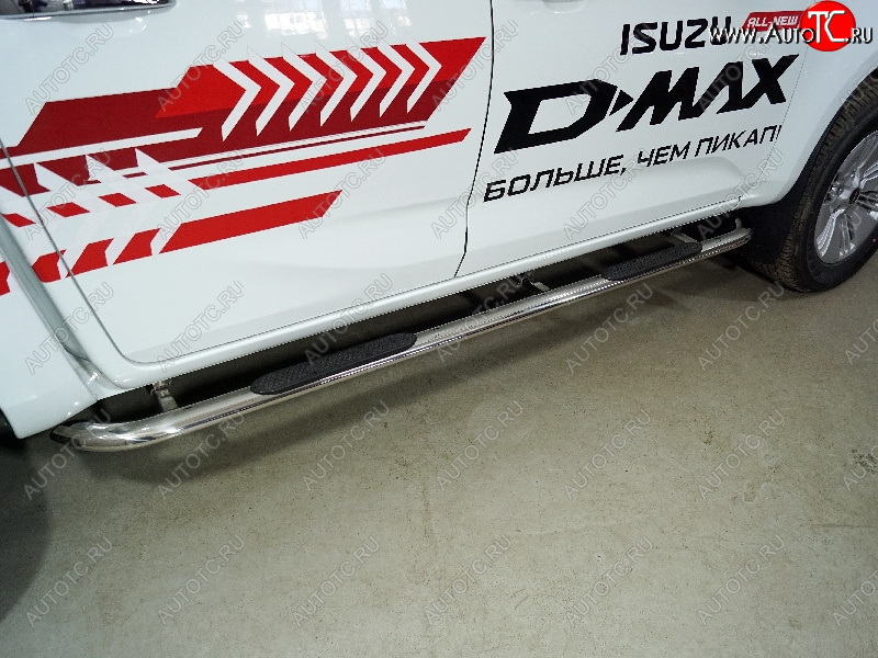 38 999 р. Пороги овальные гнутые с накладкой 75х42 мм Isuzu D-Max RG DoubleCab (2020-2023) (серые)  с доставкой в г. Керчь