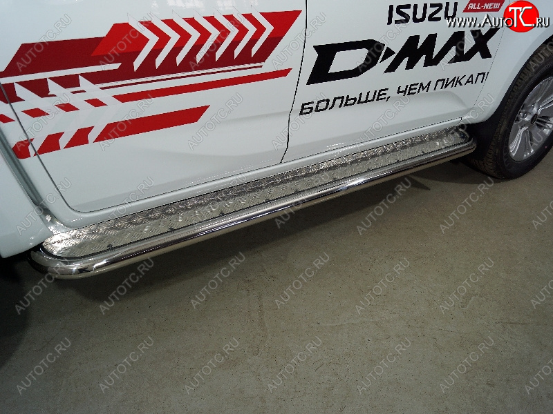 37 949 р. Пороги с площадкой 60,3 мм ТСС Тюнинг  Isuzu D-Max  RG (2020-2023) DoubleCab (серые)  с доставкой в г. Керчь
