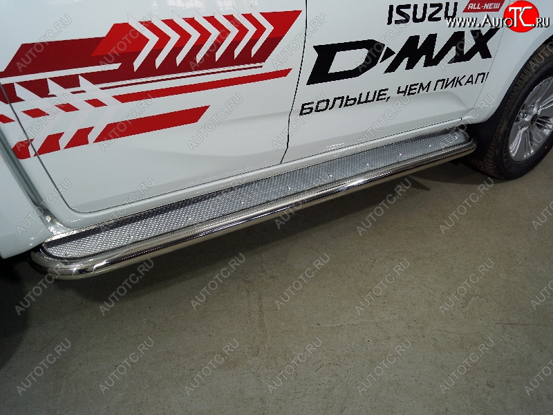 45 999 р. Пороги с площадкой 60,3 мм ТСС Тюнинг  Isuzu D-Max  RG (2020-2023) DoubleCab (нержавейка)  с доставкой в г. Керчь