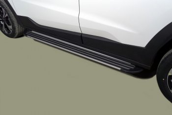 Пороги алюминиевые Slim Line ТСС Тюнинг JAC JS4 (2021-2025) (Silver)