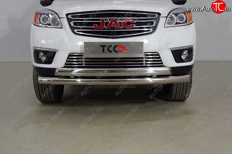 29 999 р. Защита передняя нижняя двойная 76,1*75 мм ТСС Тюнинг JAC T6 пикап (2018-2024) (нержавейка)  с доставкой в г. Керчь