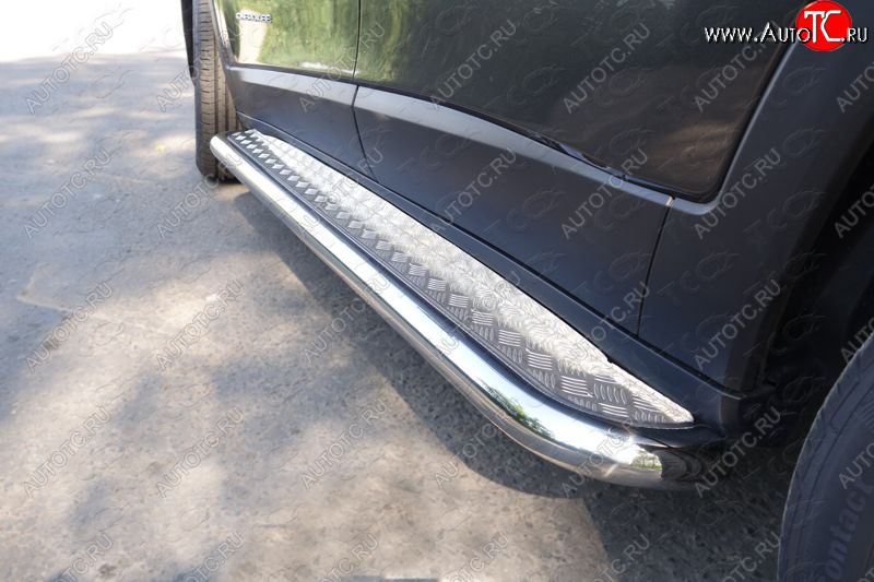 34 799 р. Пороги с площадкой 60,3 мм ТСС Тюнинг Jeep Cherokee KL дорестайлинг (2014-2017) (серые)  с доставкой в г. Керчь