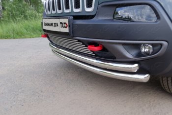 Декоративная вставка переднего бампера (Trailhawk) ТСС Тюнинг Jeep Cherokee  KL (2014-2017) дорестайлинг (d 12 мм)