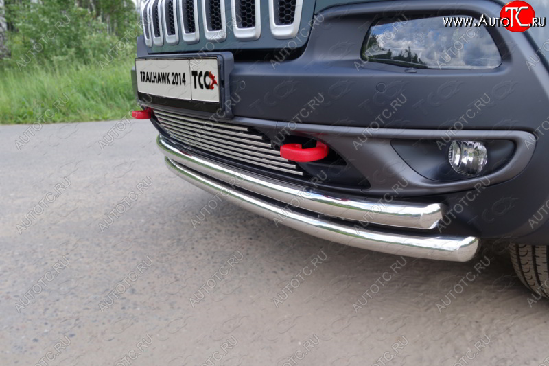 10 299 р. Декоративная вставка переднего бампера (Trailhawk) ТСС Тюнинг  Jeep Cherokee  KL (2014-2017) дорестайлинг (d 12 мм)  с доставкой в г. Керчь