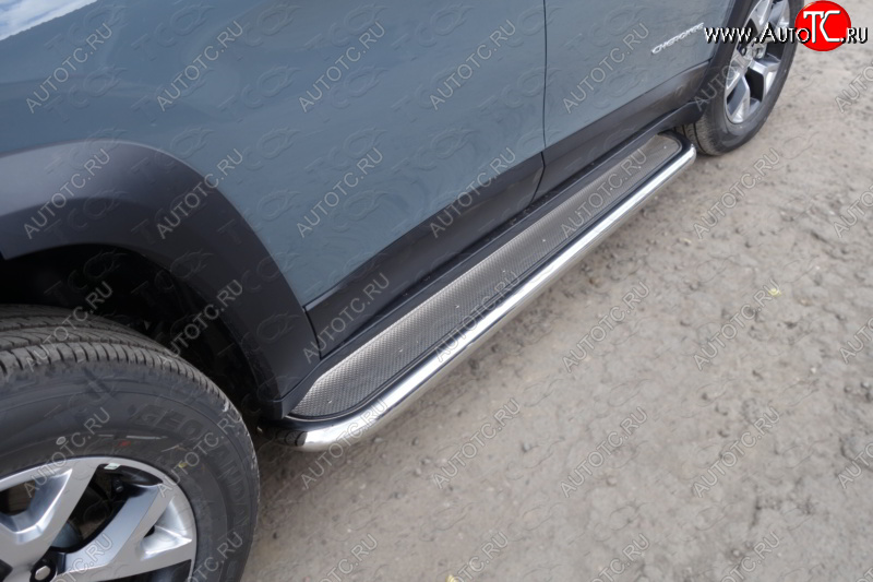 42 999 р. Пороги с площадкой (Trailhawk, 60,3 мм нержавейка) ТСС Тюнинг  Jeep Cherokee  KL (2014-2017) дорестайлинг (лист нержавейка)  с доставкой в г. Керчь