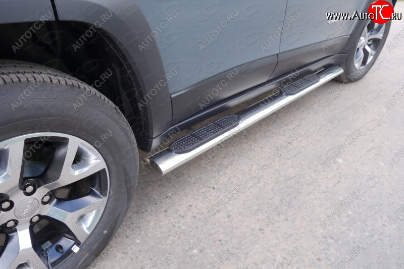 40 799 р. Защита порогов с проступью (Trailhawk, нержавейка 120х60 мм) ТСС Тюнинг Jeep Cherokee KL дорестайлинг (2014-2017)  с доставкой в г. Керчь