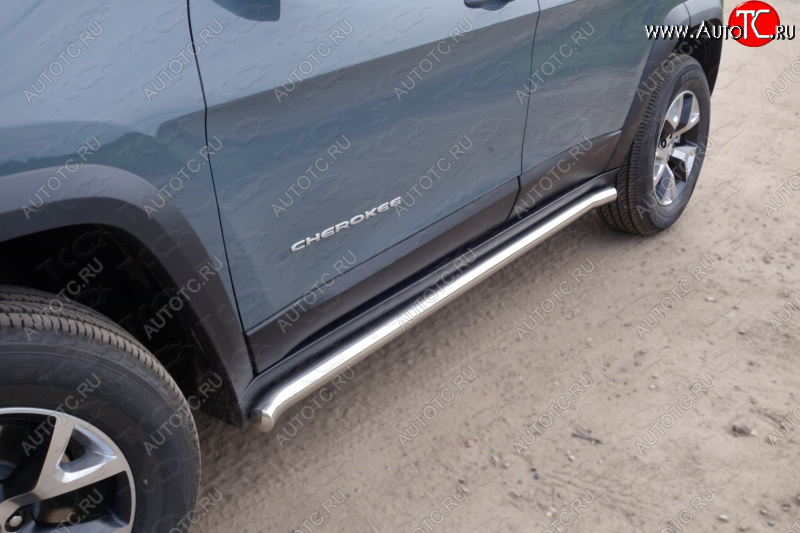 23 549 р. Защита порогов труба (Trailhawk, нержавейка d60,3 мм) ТСС Тюнинг  Jeep Cherokee  KL (2014-2017) дорестайлинг  с доставкой в г. Керчь