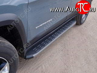 21 999 р. Пороги алюминиевые с пластиковой накладкой (Trailhawk) ТСС Тюнинг  Jeep Cherokee  KL (2014-2017) дорестайлинг (карбон серый)  с доставкой в г. Керчь