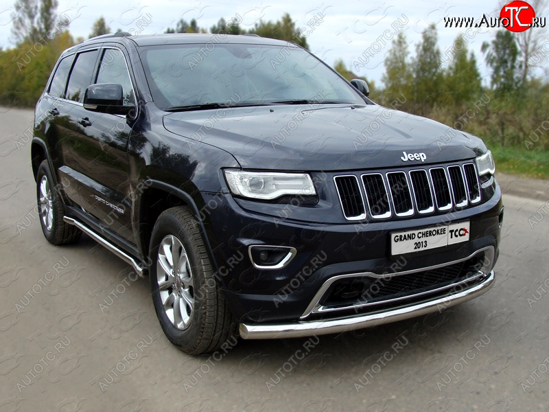 20 599 р. Защита переднего бампера нижняя d76,1 мм ТСС Тюнинг  Jeep Grand Cherokee  WK2 (2013-2018) 1-ый рестайлинг (нержавейка)  с доставкой в г. Керчь