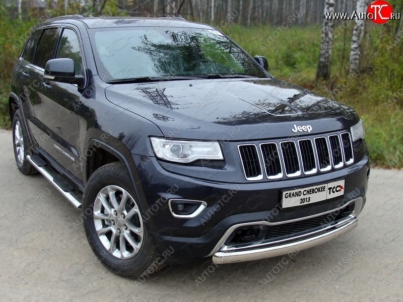 17 299 р. Защита переднего бампера овальная короткая 75х42 мм ТСС тюнинг  Jeep Grand Cherokee  WK2 (2013-2018) 1-ый рестайлинг (нержавейка)  с доставкой в г. Керчь