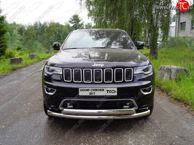 30 899 р. Защита передняя нижняя двойная 76,1*75 мм Тюнинг  Jeep Grand Cherokee  WK2 (2017-2022) 2-ой рестайлинг (нержавейка)  с доставкой в г. Керчь