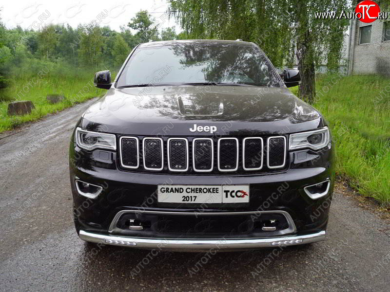 37 999 р. Защита переднего бампера нижняя с ДХО 76,1 мм ТСС Тюнинг  Jeep Grand Cherokee  WK2 (2017-2022) 2-ой рестайлинг (нержавейка)  с доставкой в г. Керчь