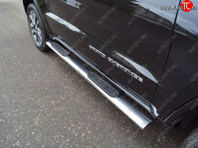 45 999 р. Пороги овальные с накладкой 120х60 мм ТСС Тюнинг Jeep Grand Cherokee WK2 2-ой рестайлинг (2017-2022) (серые)  с доставкой в г. Керчь