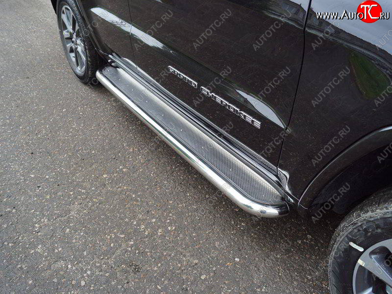 47 999 р. Пороги с площадкой 60,3 мм ТСС Тюнинг  Jeep Grand Cherokee  WK2 (2017-2022) 2-ой рестайлинг (нержавейка)  с доставкой в г. Керчь