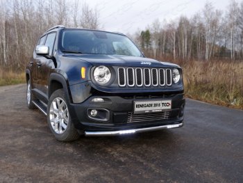 Защита переднего бампера нижняя с ДХО 60,3 мм ТСС Тюнинг Jeep Renegade дорестайлинг (2014-2018) (нержавейка)