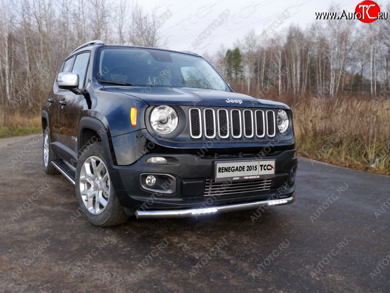 37 999 р. Защита переднего бампера нижняя с ДХО 60,3 мм ТСС Тюнинг  Jeep Renegade (2014-2018) дорестайлинг (нержавейка)  с доставкой в г. Керчь