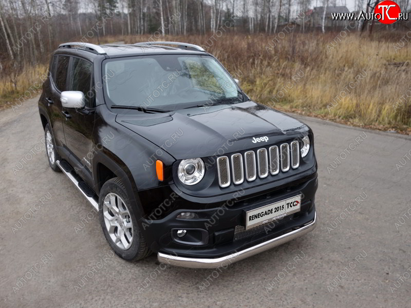 23 899 р. Защита переднего бампера нижняя овальная 75х42 мм ТСС Тюнинг  Jeep Renegade (2014-2018) дорестайлинг (нержавейка)  с доставкой в г. Керчь