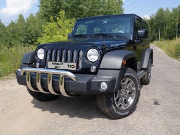 Защита переднего бампера кенгурин 60,3 мм ТСС Тюнинг Jeep Wrangler JK 3 дв. дорестайлинг (2006-2010) (нержавейка)
