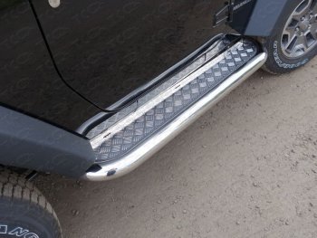 Пороги с площадкой 76,1 мм ТСС Тюнинг Jeep Wrangler JK 3 дв. дорестайлинг (2006-2010) (серые)
