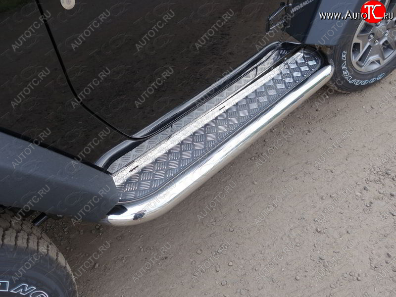31 999 р. Пороги с площадкой 76,1 мм ТСС Тюнинг Jeep Wrangler JK 3 дв. дорестайлинг (2006-2010) (серые)  с доставкой в г. Керчь