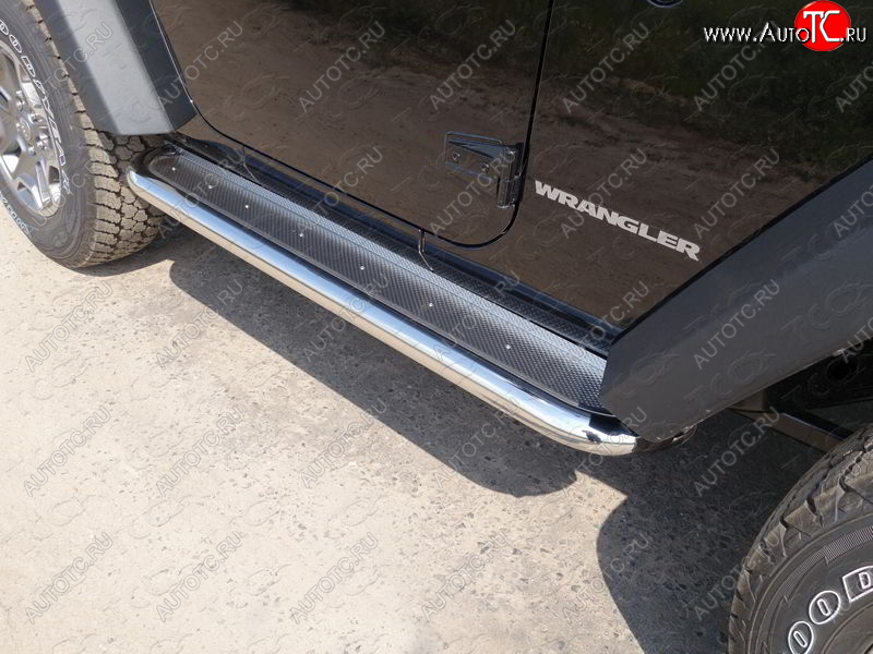 36 999 р. Пороги с площадкой 60,3 мм ТСС Тюнинг  Jeep Wrangler  JK (2006-2010) 3 дв. дорестайлинг (нержавейка)  с доставкой в г. Керчь
