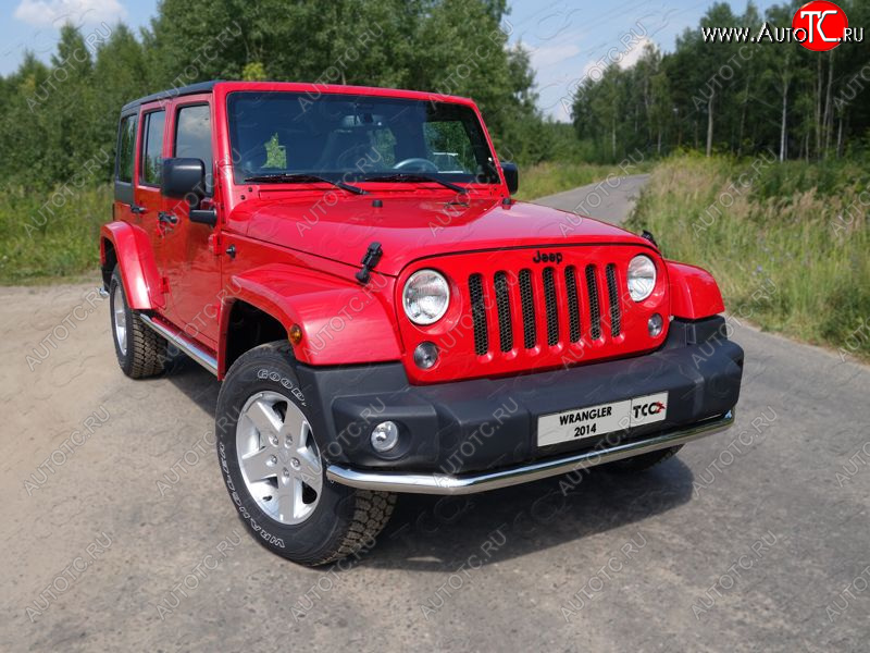 20 599 р. Защита переднего бампера нижняя 76,1 мм ТСС Тюнинг Jeep Wrangler JK 3 дв. дорестайлинг (2006-2010) (нержавейка)  с доставкой в г. Керчь