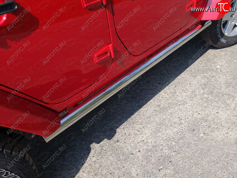 21 599 р. Защита порогов труба 76,1 мм ТСС Тюнинг  Jeep Wrangler  JK (2006-2010) 3 дв. дорестайлинг (серые)  с доставкой в г. Керчь