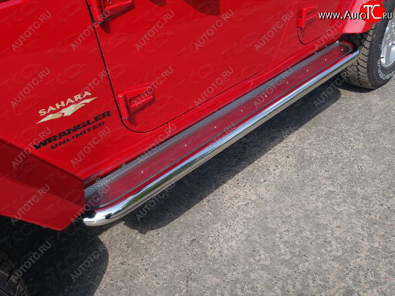 41 749 р. Пороги с площадкой 60,3 мм ТСС Тюнинг  Jeep Wrangler  JK (2006-2010) 3 дв. дорестайлинг (нержавейка)  с доставкой в г. Керчь