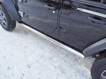 Защита порогов труба d60,3 мм ТСС Тюнинг Jeep Wrangler JL 3 дв. дорестайлинг (2018-2024) (серые)