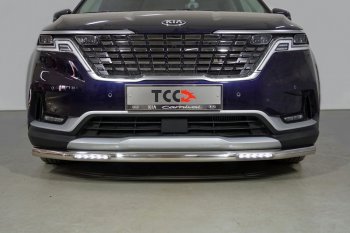 Защита переднего бампера нижняя с ДХО 60,3 мм ТСС Тюнинг KIA Carnival KA4 минивэн дорестайлинг (2020-2023) (нержавейка)