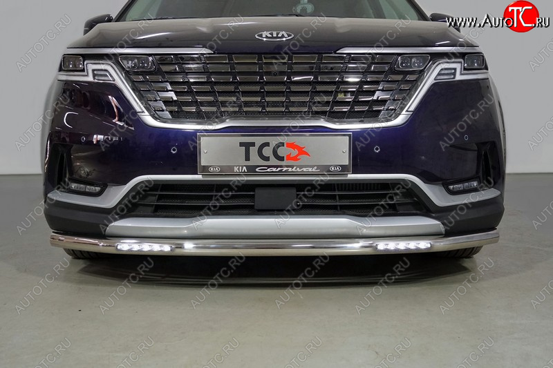 37 999 р. Защита переднего бампера нижняя с ДХО 60,3 мм ТСС Тюнинг  KIA Carnival  KA4 (2020-2023) минивэн дорестайлинг (нержавейка)  с доставкой в г. Керчь