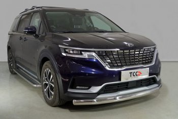 Защита переднего бампера нижняя овальная 75х42 мм ТСС Тюнинг KIA Carnival KA4 минивэн дорестайлинг (2020-2023) (нержавейка)