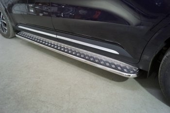 Пороги с площадкой 42,4 мм ТСС Тюнинг KIA Carnival KA4 минивэн дорестайлинг (2020-2023) (серые)