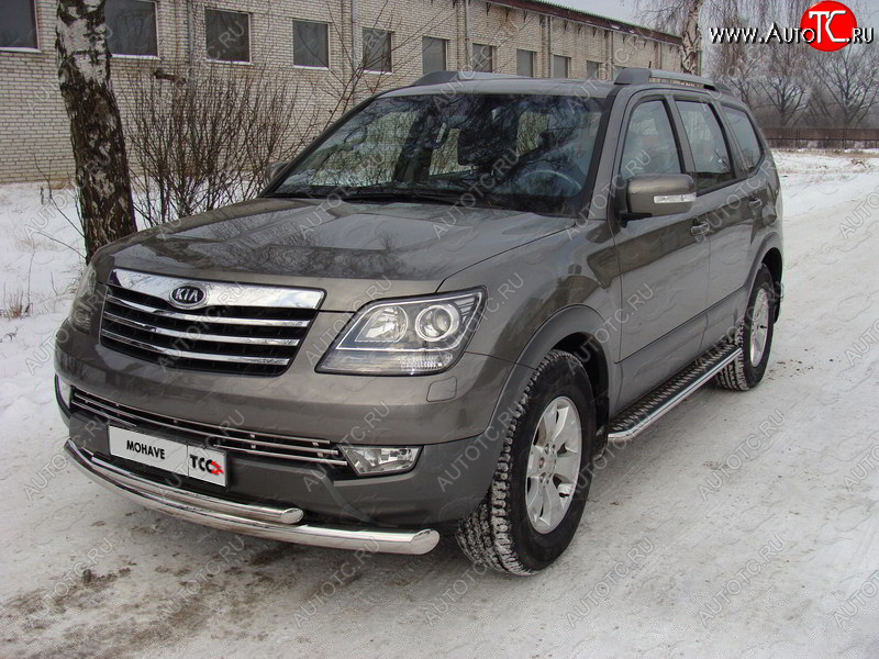 31 999 р. Пороги с площадкой 42,4 мм ТСС Тюнинг  KIA Mohave  HM (2008-2017) дорестайлинг (серые)  с доставкой в г. Керчь