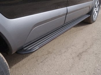 Пороги алюминиевые Slim Line ТСС Тюнинг KIA Mohave  HM (2017-2020) рестайлинг (Black)