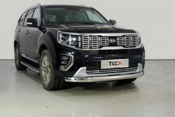 Защита переднего бампера нижняя овальная 75х42 мм ТСС Тюнинг KIA Mohave HM2 (2019-2022) (нержавейка)