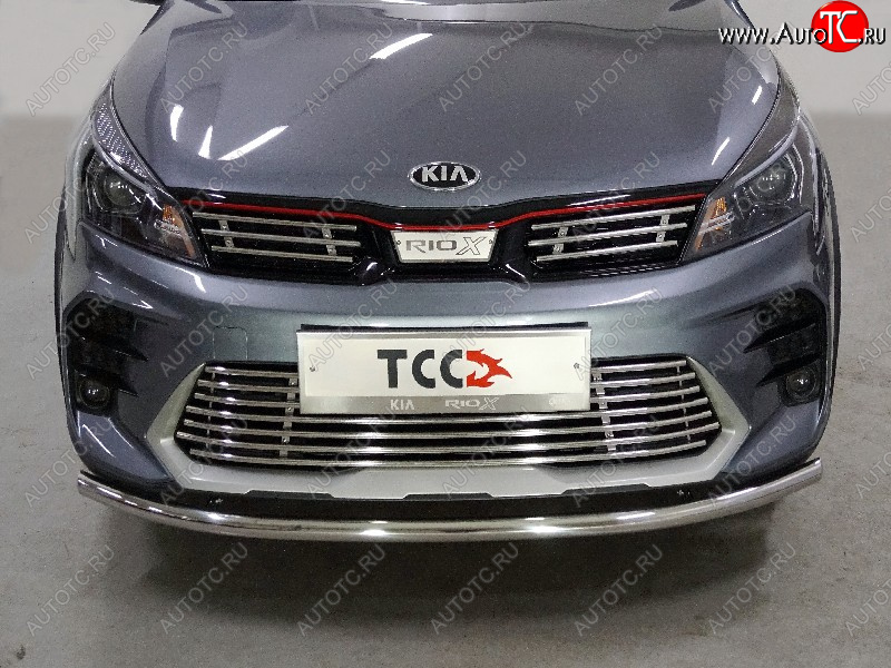 9 199 р. Нижняя декоративная вставка в бампер ТСС Тюнинг  KIA Rio  X (2020-2025) рестайлинг (d 12 мм)  с доставкой в г. Керчь