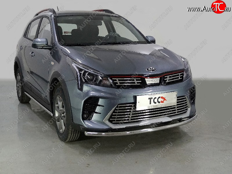 11 899 р. Защита передняя нижняя длинная 42,4 мм ТСС Тюнинг KIA Rio X рестайлинг (2020-2025) (нержавейка)  с доставкой в г. Керчь