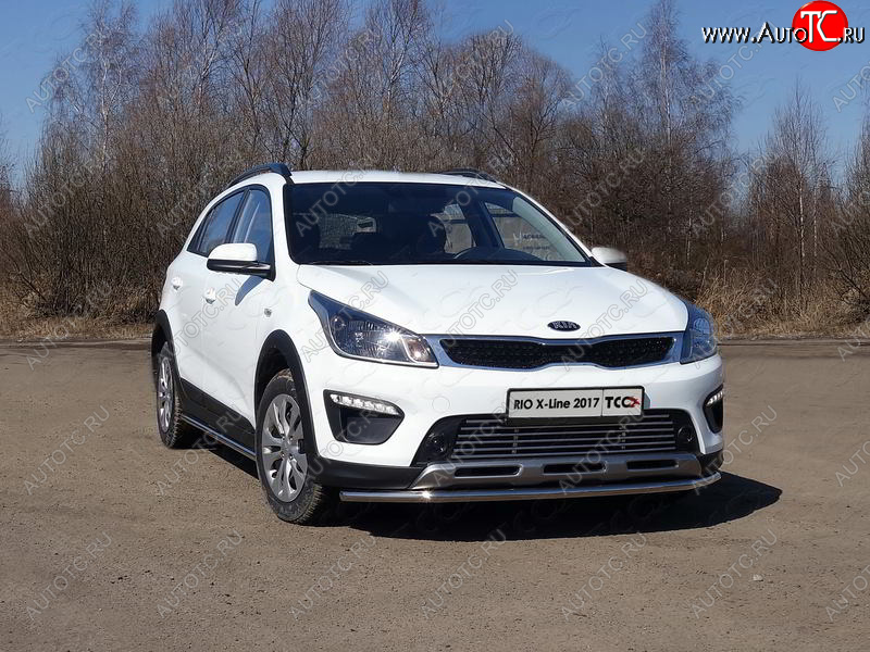 11 749 р. Защита переднего бампера нижняя d42,4 мм ТСС Тюнинг  KIA Rio  X-line (2017-2021) (нержавейка)  с доставкой в г. Керчь
