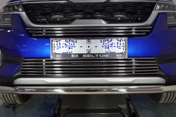 Нижняя декоративная вставка в бампер ТСС Тюнинг KIA Seltos (2019-2025) (d 12 мм)