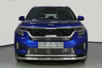 Защита переднего бампера нижняя с ДХО 60,3 мм ТСС Тюнинг KIA Seltos (2019-2025) (нержавейка)