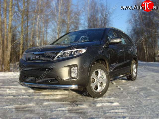 20 699 р. Защита переднего бампера овальная 75х42 мм ТСС тюнинг  KIA Sorento ( XM,  UM/Prime) (2012-2020) рестайлинг, дорестайлинг (нержавейка)  с доставкой в г. Керчь