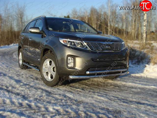 21 999 р. Защита переднего бампера нижняя 60,3*50,8 мм ТСС Тюнинг  KIA Sorento  XM (2012-2015) рестайлинг (нержавейка)  с доставкой в г. Керчь