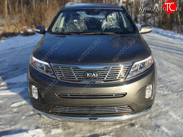 5 849 р. Нижняя декоративная вставка в бампер ТСС Тюнинг  KIA Sorento  XM (2012-2015) рестайлинг (d 12 мм)  с доставкой в г. Керчь